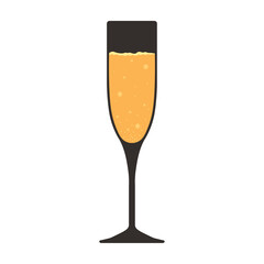 Glass of champagne on white background