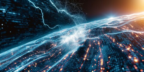 Energetic Digital Network Data Stream with Lightning