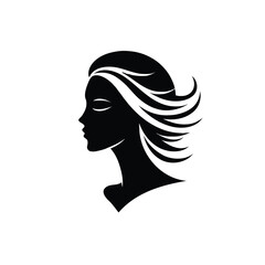 Silhouette of a Woman's Face ,Silhouette of a Female Head,  Beauty Woman Face Profile.