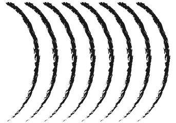 Círculos y ondas concéntricas de trazo negro.