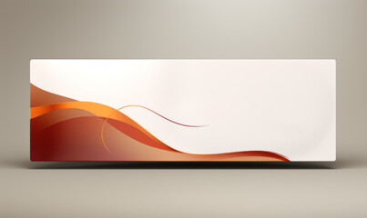 white banner with a wavy motif in orange tones, space for text and a grey background