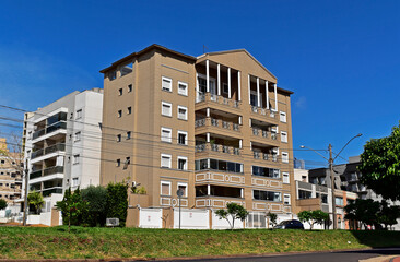 Fototapeta na wymiar Residential building facades in Ribeirao Preto, Sao Paulo, Brazil