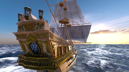 帆船　3DCGレンダリング © tsuneomp