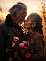 Obraz premium Old lovers, eternal love. The timeless love story of old lovers who have stood the test of time with devotion, affection, and memories