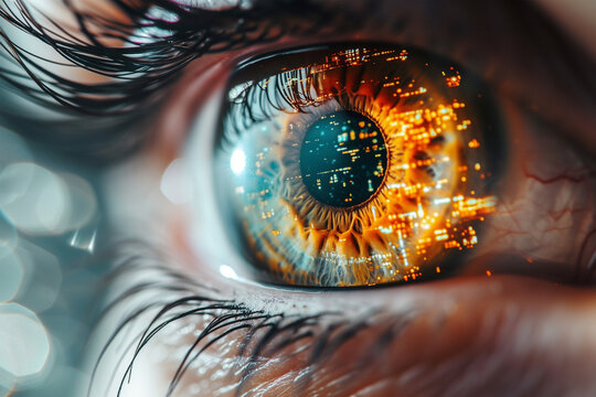 Futuristic cyber eye with digital enhancements Generative AI image