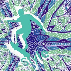 Abstract skateboarding, Grunge art, graffiti art, cover design, pop art, hip-hop lifestyle.