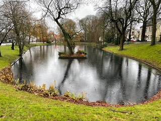 Small lake in the center of the city of Jever, Germany