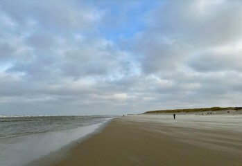 Beautiful Langeoog beach on a cold winter day