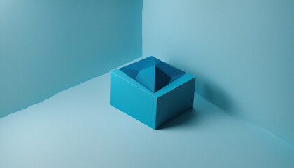 Obraz premium Abstract 3d render, blue geometric background, minimalist design