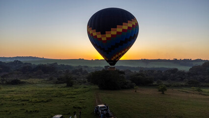 balloons in the city of Piracicaba with a beautiful sunrise