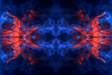 An explosion of vibrant hues and chaotic patterns emerges from a fiery inferno in this abstract fractal art, evoking a sense of passion and intensity