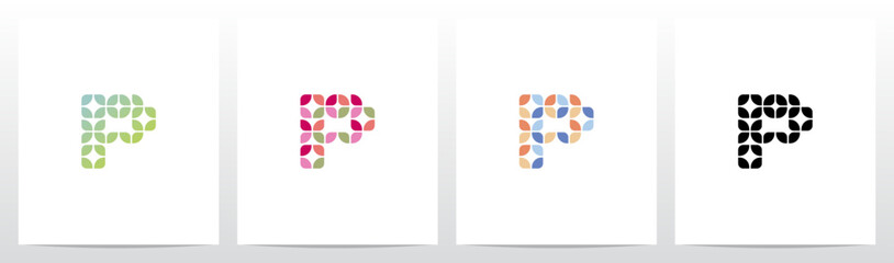 Rounded Squares Star Tiles Letter Logo Design P