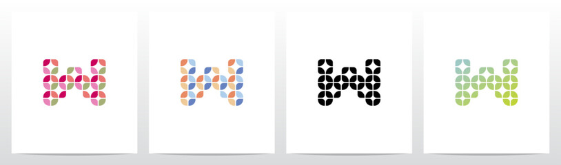 Rounded Squares Star Tiles Letter Logo Design W
