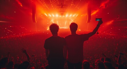 Amidst the pulsating beats and dazzling laser lights, two men captivate a raving crowd with their electrifying concert performance