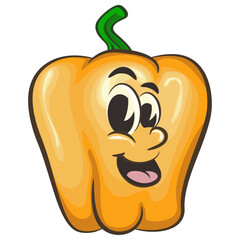 vector isolated clip art illustration of cute yellow bell peppers mascot, work of handmade
