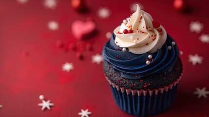 christmas cupcake in blue and red color