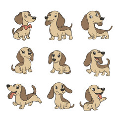 Dog puppy dachshund doodle cartoon illustration