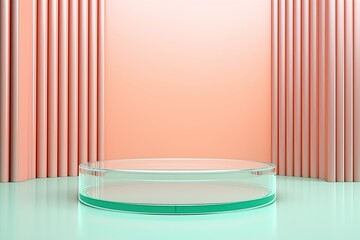 retro groovy background minimalistic podium stands behind corrugated transparent glass ,copy space --ar 3:2 --stylize 50 Job ID: 6e32cfd2-33d5-402b-ae6b-92c0ab671580