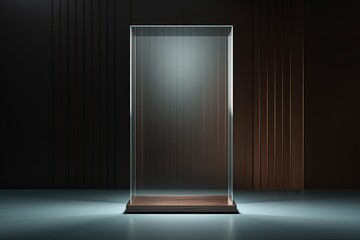 laconic background with podium . corrugated glass