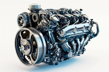 Modern V8 car engine for repair and maintenance.