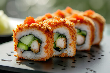 Delicious Sushi Roll Creation, street food and haute cuisine