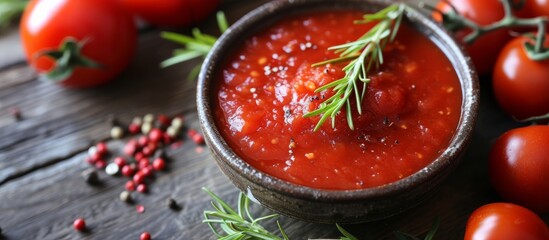 Scrumptious Tomato Sauce with a Tangy Ketchup Twist, Bursting with Fresh Tomatoes and Fragrant Rosemary