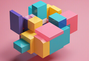 Obraz premium Colorful geometric composition, 3d render