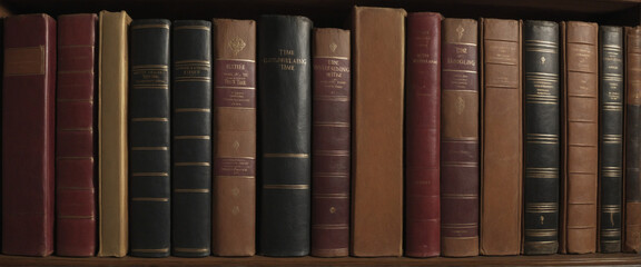 Naklejka premium Old books. knowledges withstanding test of time. Wide format. 