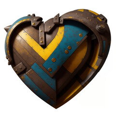 The heart is armored. Valentine's card. Abstract illustration. AI generated.