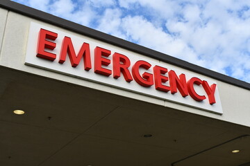 Emergency room lit sign.