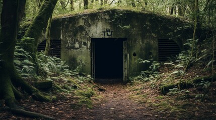 Fototapeta na wymiar Lunar Mystery: Abandoned Military Bunker