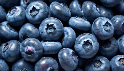 A close-up view of a group of ripe, vivid Blueberry with a deep, textured detail.