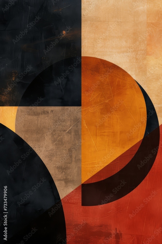 Poster vibrant swirls of circles and squares come together in a mesmerizing abstract painting, bursting wit