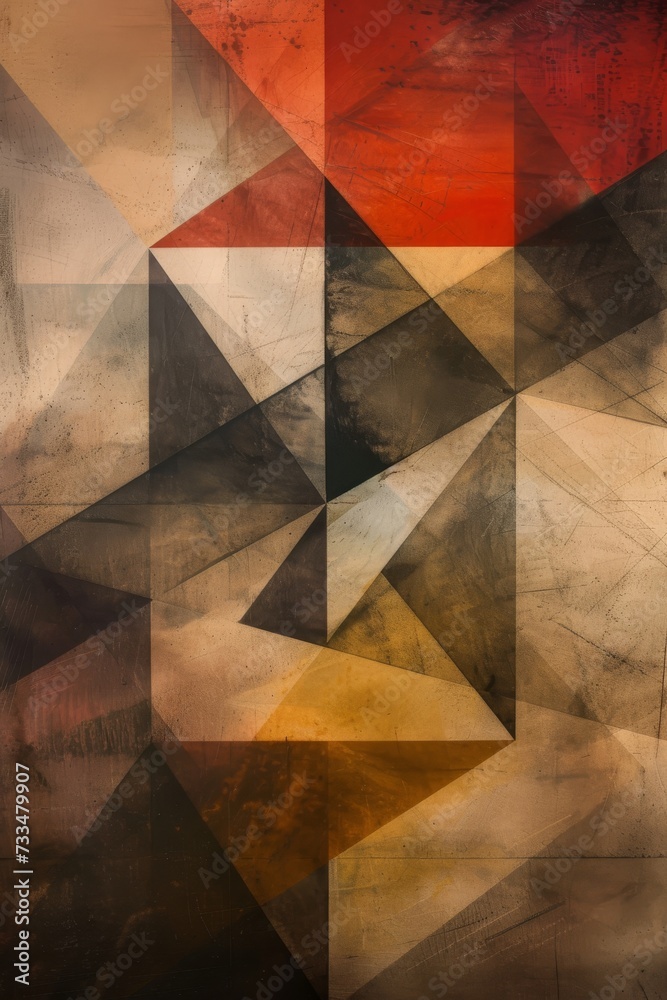 Poster A vibrant abstract painting captures the eye with its intricate patterns and symmetrical arrangement of warm brown tones, evoking a sense of colorfulness and depth within the world of art