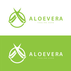 aloe vera logo cosmetic design simple green plant health symbol vector illustration