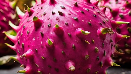 A close-up view of a group of ripe, vivid Dragonfruit with a deep, textured detail.