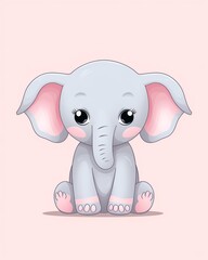 Soft Baby Elephant Illustration

