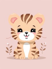 Joyful Tiger Cub: Pastel Nursery Art

