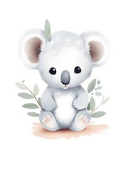 Soft Pastel Koala: Minimalist Nursery Art

