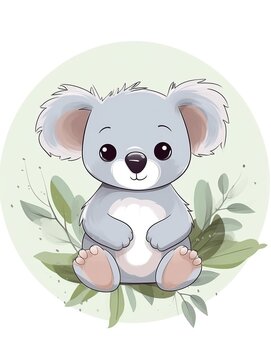 Soft Pastel Koala: Minimalist Nursery Art

