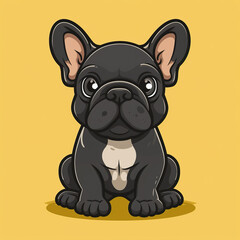 Fototapeta premium Flat logo of cute french bulldog in vector art cartoon style for kid