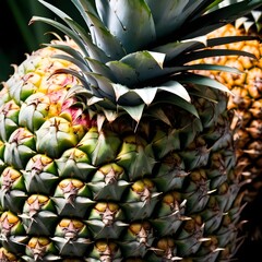 Fototapeta premium A close-up view of a group of ripe, vivid Pineapple with a deep, textured detail.