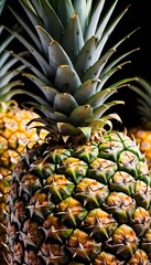 Obraz premium A close-up view of a group of ripe, vivid Pineapple with a deep, textured detail.