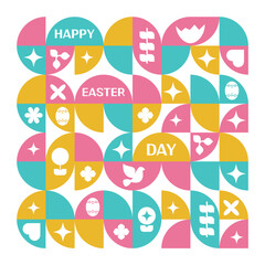 Happy Easter Day And Abstract Geometric Pattern Background Vector Design.