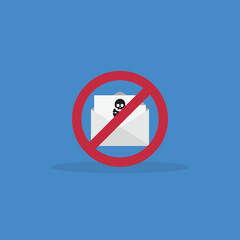 Spamming mailbox icon. Email hacking and spam warning symbol. EPS10 Vector Illustration.	