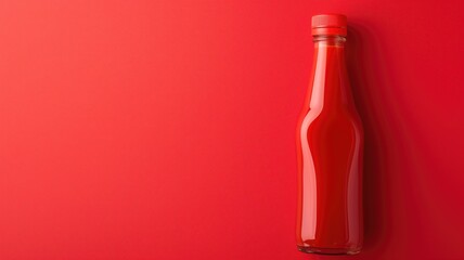 A tall red bottle against a red background with shadow