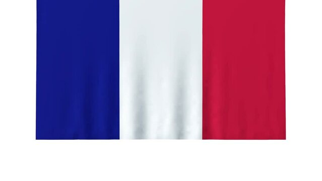 drapeau Français qui se déroule et tombe vers le bas - couche alpha séparée