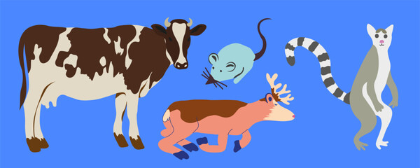 flat simple animal collection in vector.Template for logo poster icon for application and website. A series of animal images in flat style