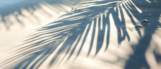Shadow of Coconut Leaf on Clean Sand Beach