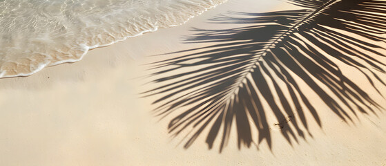 Fototapeta premium Shadow of Coconut Leaf on Clean Sand Beach